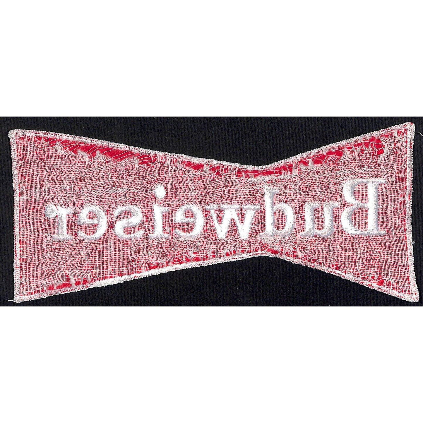 Budweiser Bowtie Vintage Soft Embroidered Patch 3 3/4" x 9" c1960's-70's NOS VGC