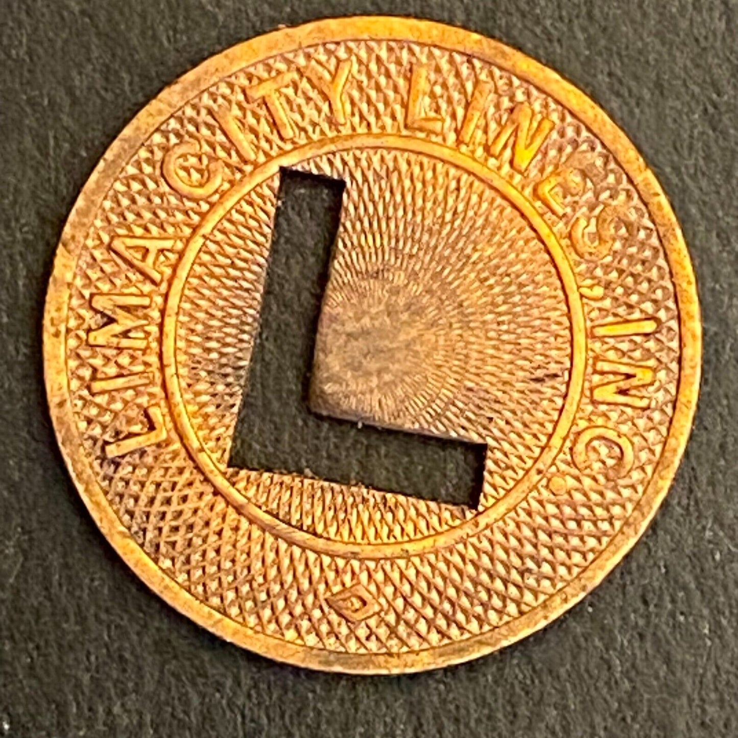 Lima City Lines (Ohio) G/F One Fare Transit Token 16mm c1946 (#7)