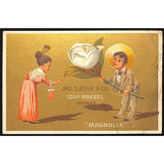 Jas. S. Kirk & Co Soap Makers Victorian Trade Card Exaggerated "Magnolia"