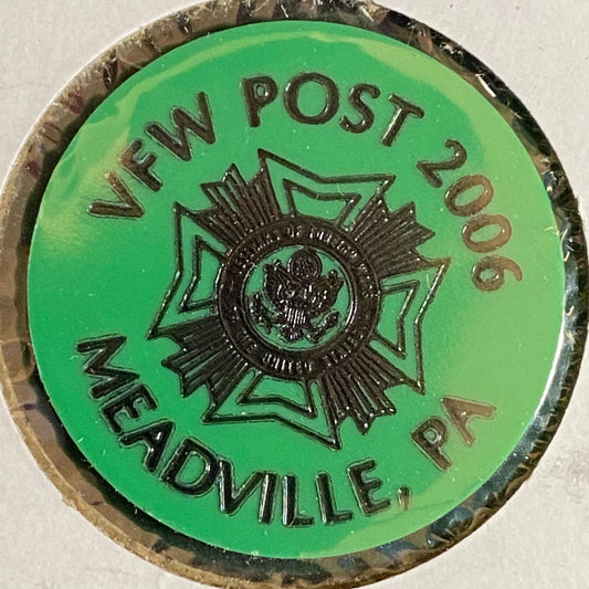 Meadville, PA VFW Post 2006 c1980's Plastic Token "$2.25 Drink"