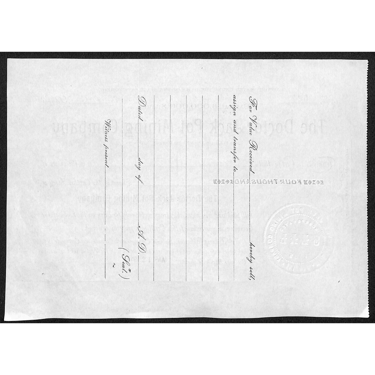 Doctor Jack Pot Mining 1918 Cripple Stock Certificate w/ A.E. Carlton Sig. #4024