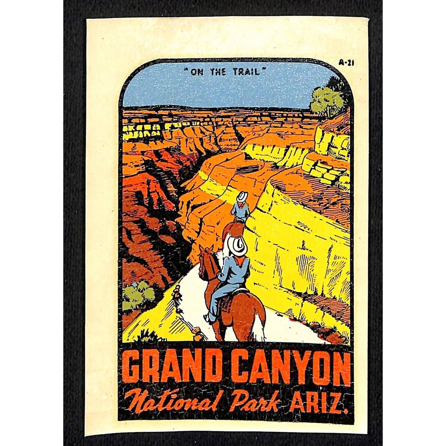 Grand Canyon Arizona Water Transfer Decal Travel Souvenir w/ Sleeve c1950's