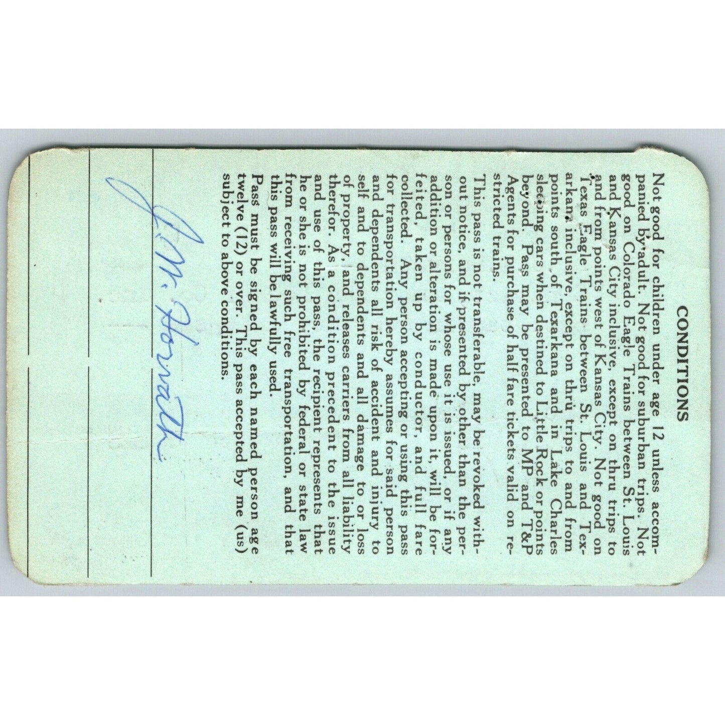 Missouri Pacific RR / Texas and Pacific RY 1964-65-66 Yearly Train Pass #SP 61