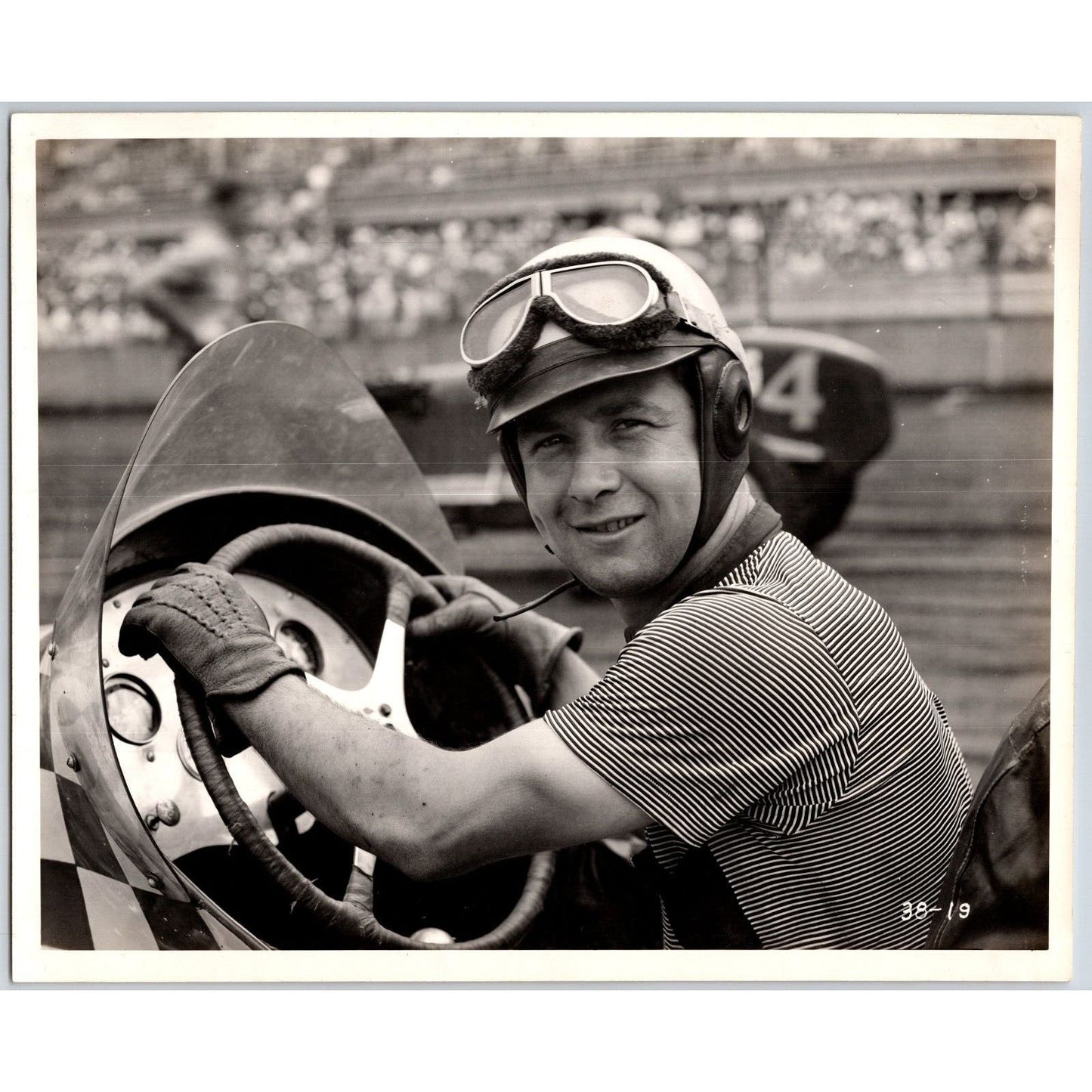 Driver ? Dirt Track Racing Car at Track c1940's 8"x10" Photo VGC