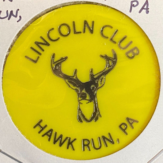 Hawk Run, PA Lincoln Club c1970's-80's Plastic "Draft Beer" Token