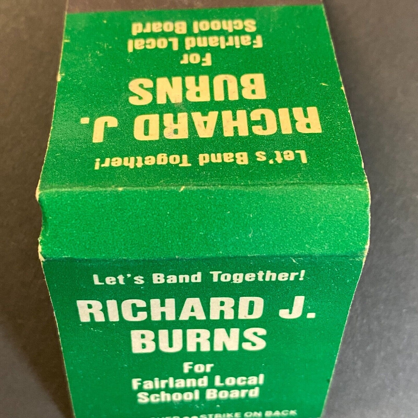 Richard J. Burns Fairland School Board Full Matchbook c1974-80's