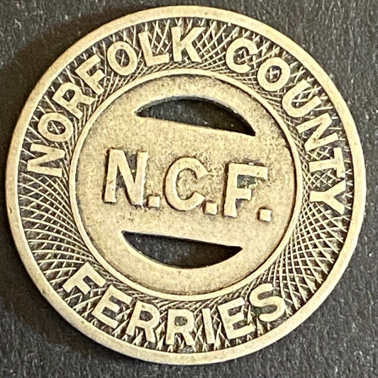 Norfolk County Ferries N.C.F. WM G/F One Passenger Transit Token - 20mm