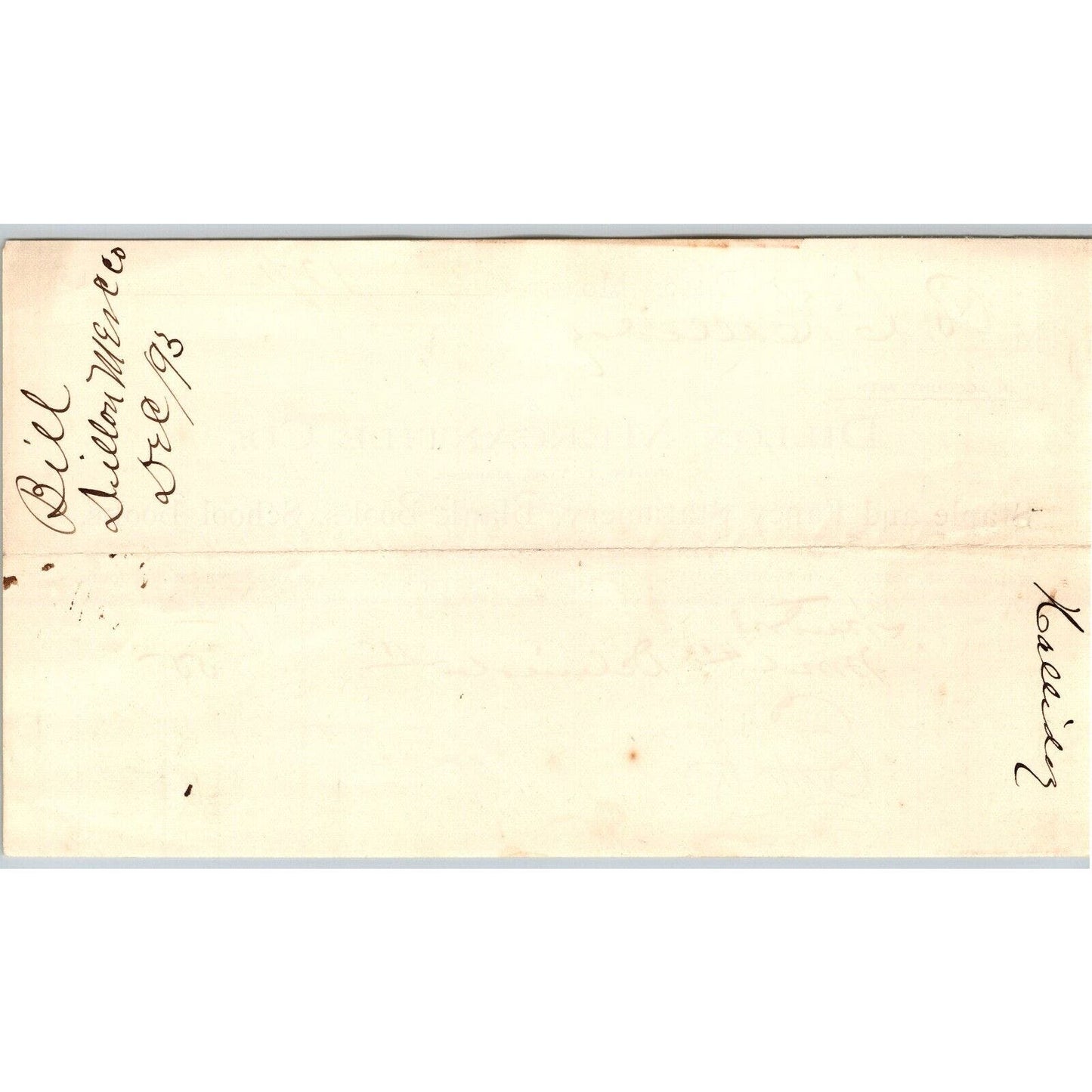 Dillon, MT Dillon Mercantile Co. Stationary Books 1893 Billhead R.C. Halliday*