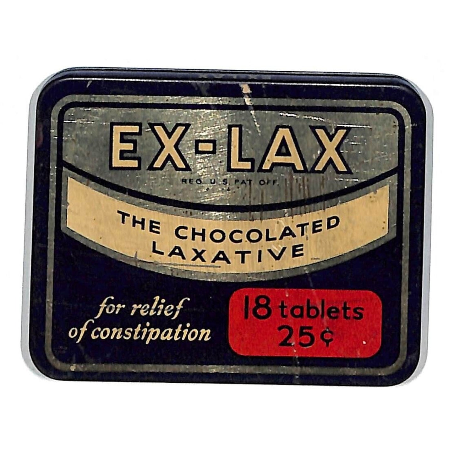 Ex-Lax "The Chocolated Laxative" Vintage Steel Product Tin Brooklyn 2 1/4" x 3"