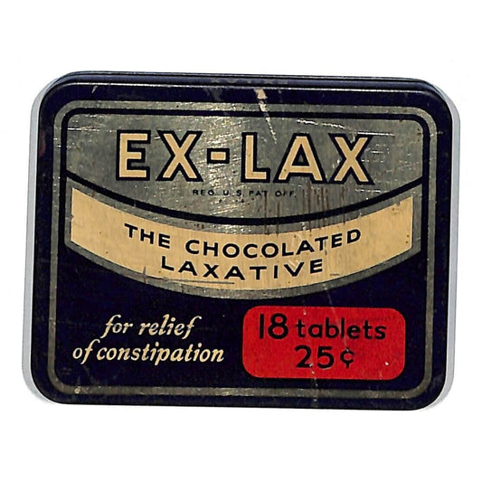 Ex-Lax "The Chocolated Laxative" Vintage Steel Product Tin Brooklyn 2 1/4" x 3"