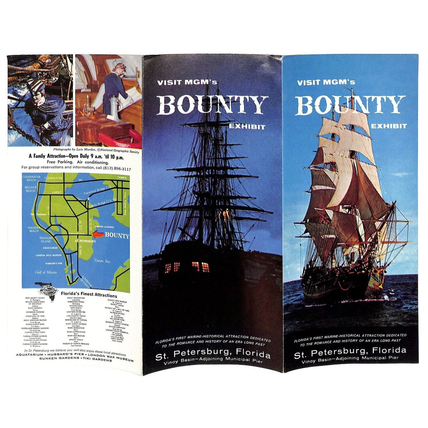 "Visit MGM's Bounty Exhibit" St. Petersburg, FL c1960's-70's Travel Brochure VGC