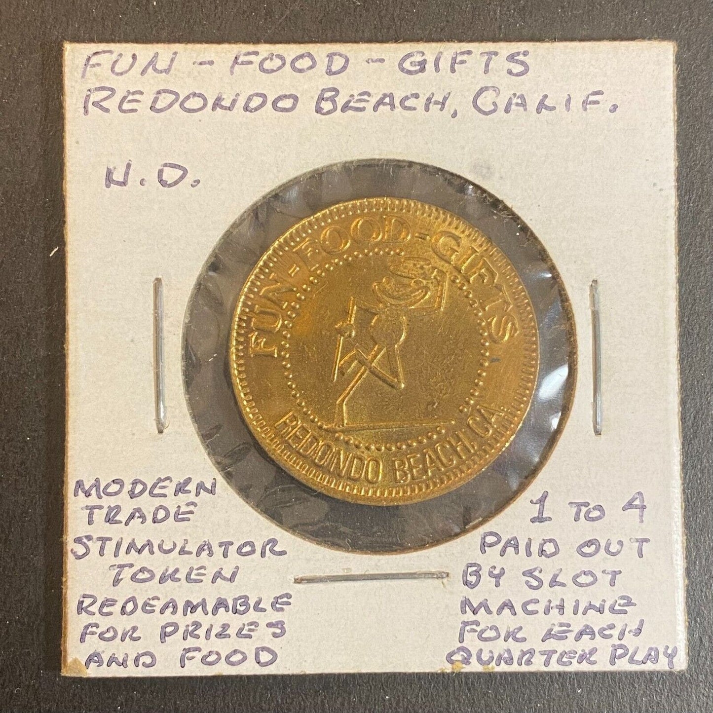 Redondo Beach Modern Trade Stimulator Prize Token Bronze 25mm Tap Dancing Frog
