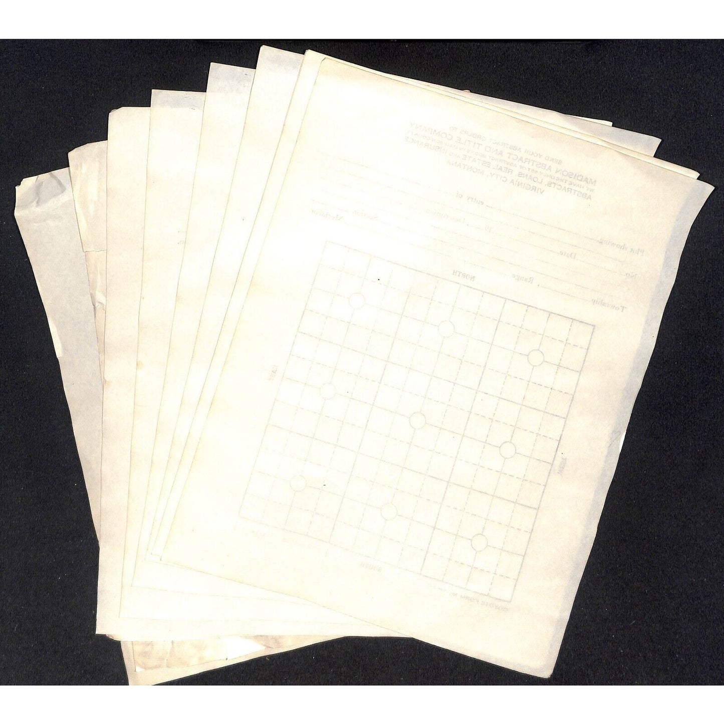 Virginia City, MT Madison Abstract and Title Co. 12pcs c1922-40's Work Sheets