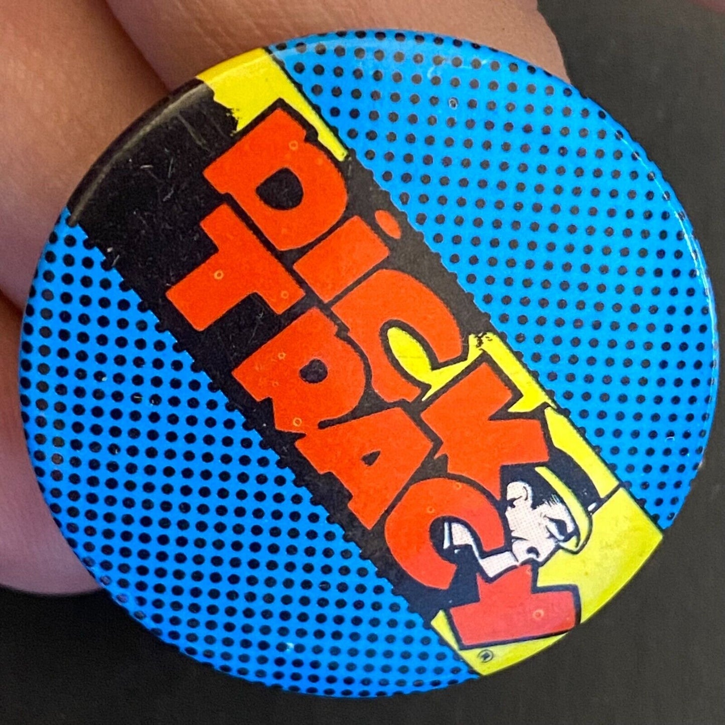 Dick Tracy Vintage Steel Pinback c1984 1 1/8" VGC