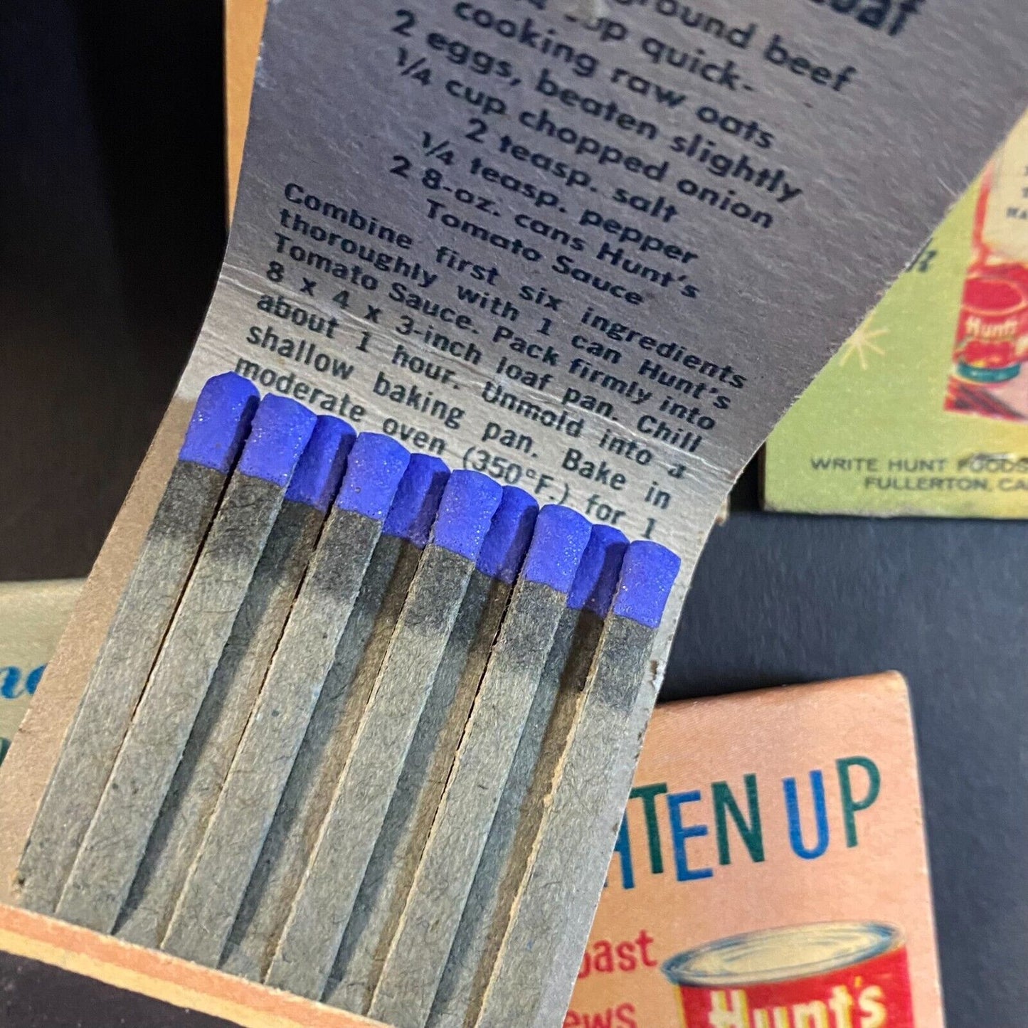 Hunts Tomato Sauce Recipe 5 Full Matchbooks c1960's-73 VGC