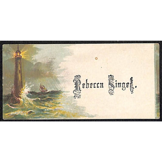"Rebecca Singer" Victorian Calling Greeting Card w/ Lighthouse & Ship at Sea