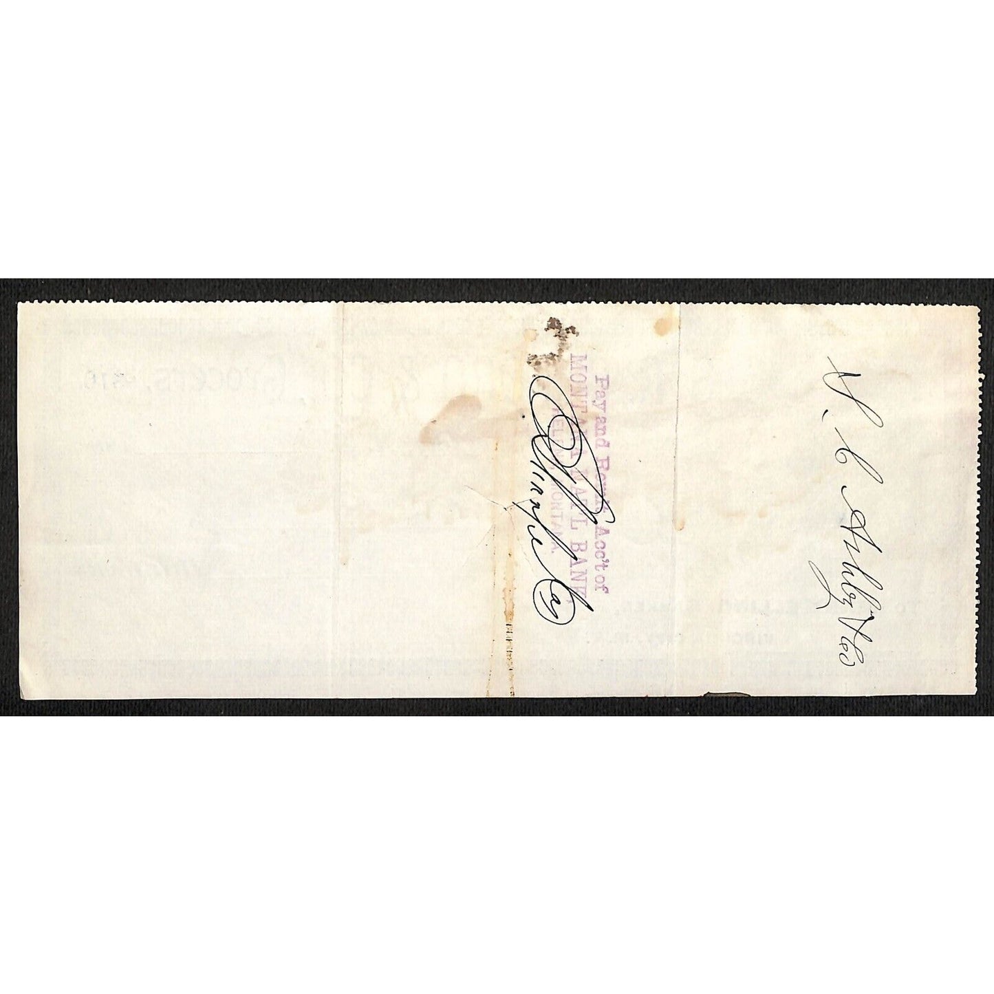 1888 Henry Elling Virginia City Montana Territory S.R. Buford Grocers Check #305
