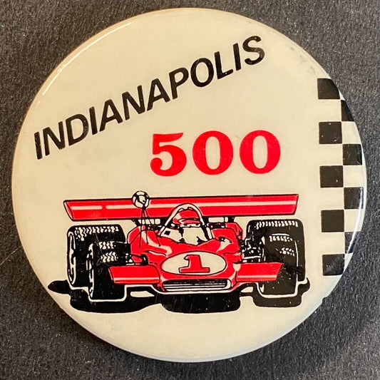 Indianapolis 500 c1970's Steel Pinback 1 3/8" Red Car #1 VGC