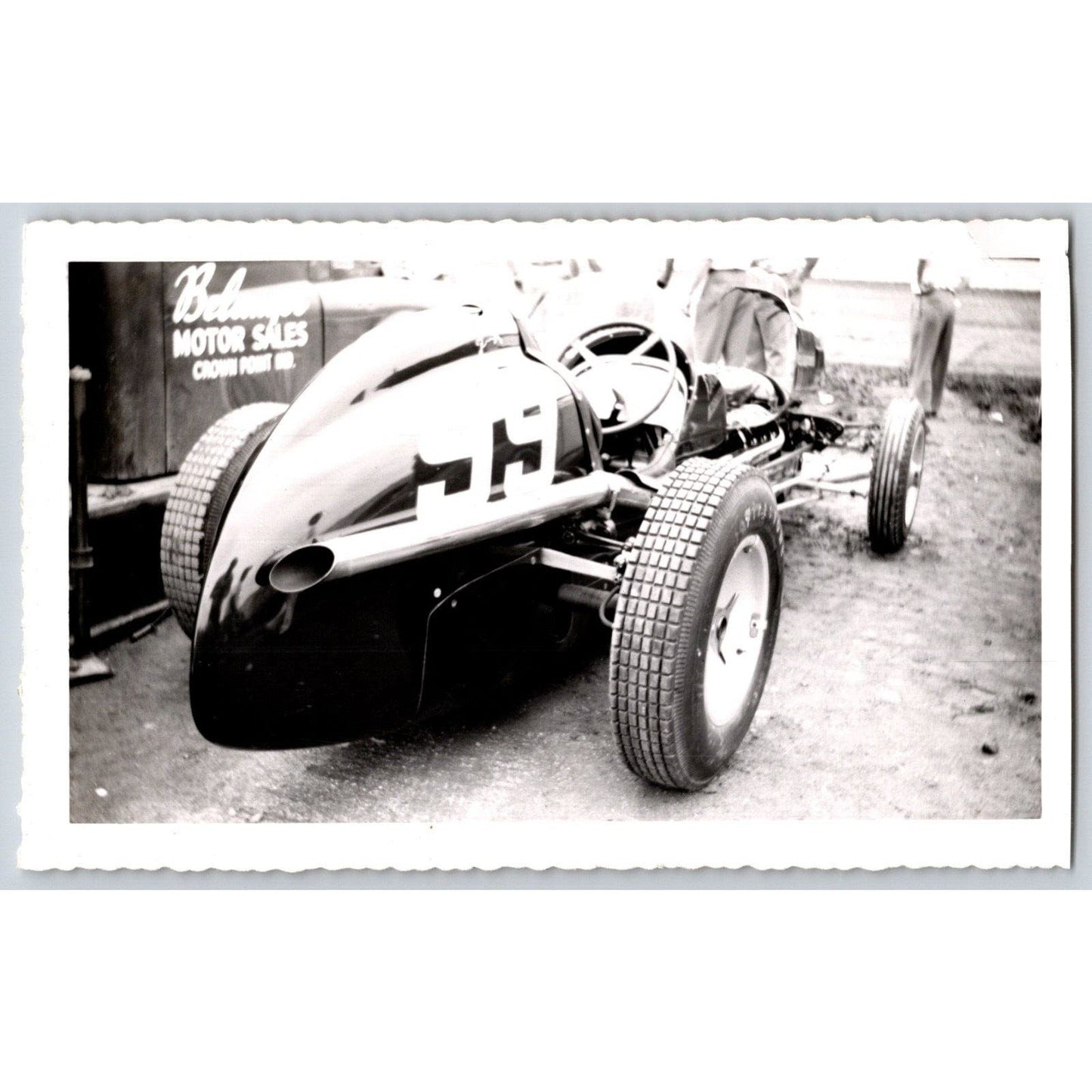 4 Race Car Photos c1940's-50's? Cars 44 99 Track ? Stands 3.5" x 5 7.5"