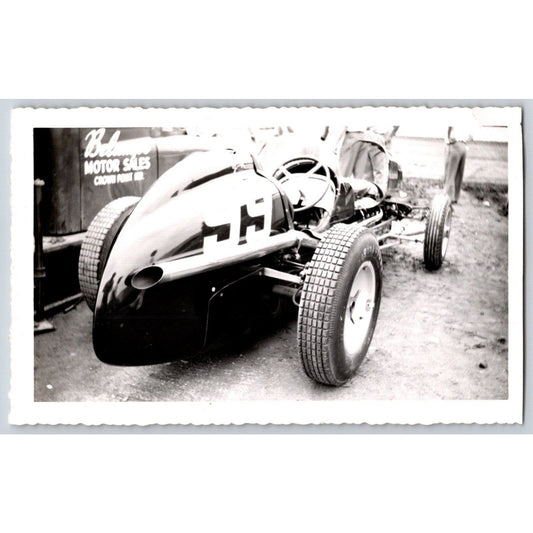 4 Race Car Photos c1940's-50's? Cars 44 99 Track ? Stands 3.5" x 5 7.5"