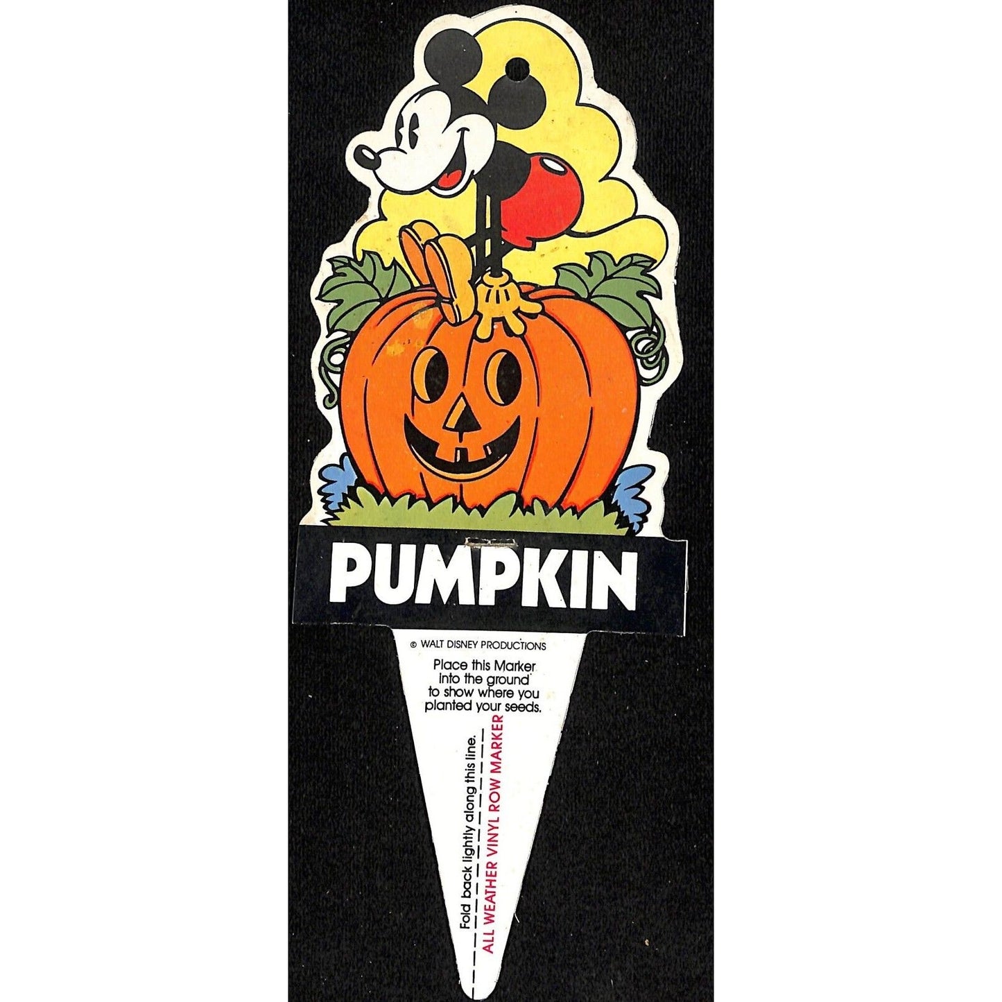 Vintage Disney / Micky Mouse Paper Pumpkin Seed - Planter Marker ONLY c1977