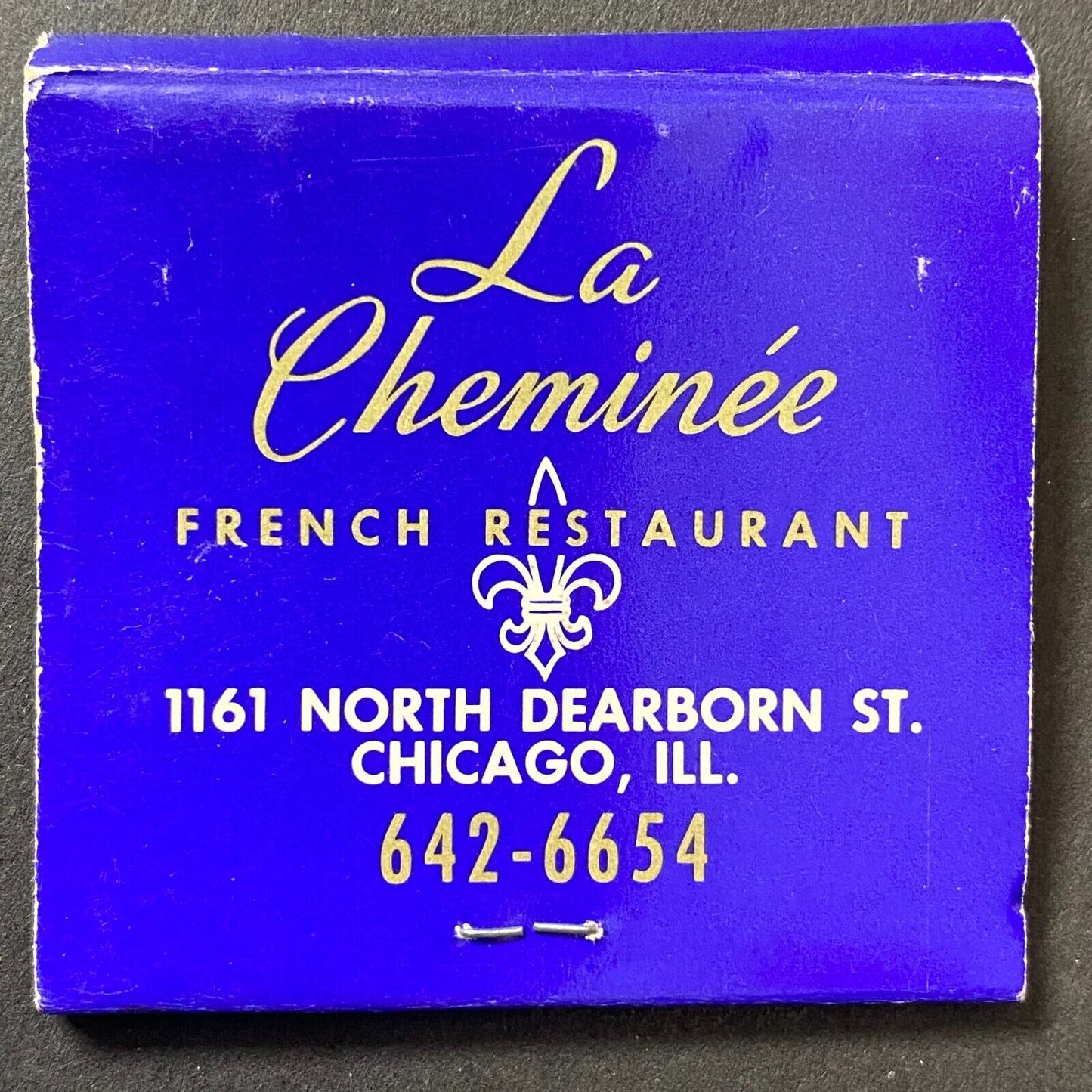 La Cheminee French Chicago Restaurant Near Full (-2) Matchbook c1970-74 Scarce