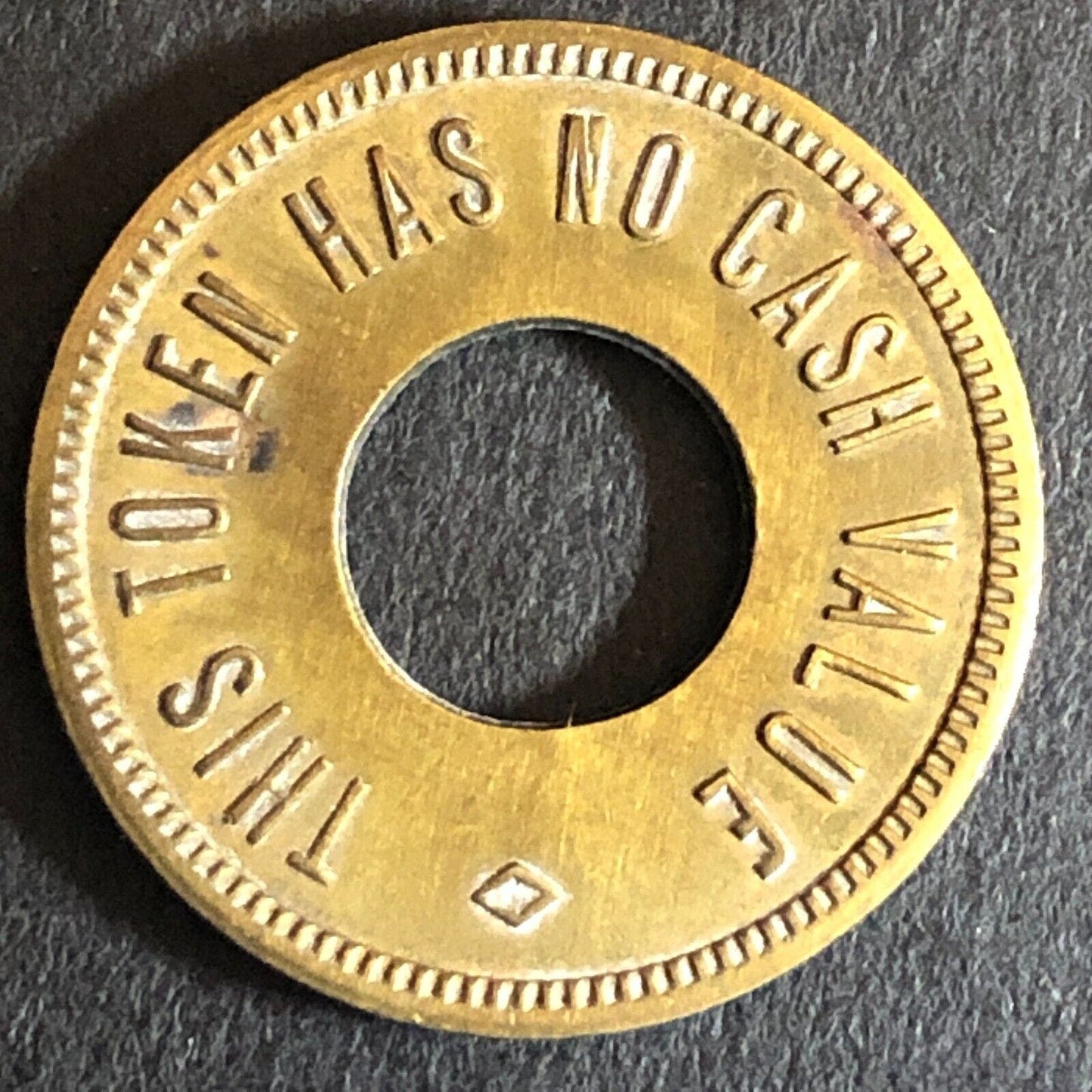 For Amusement Only - No Cash Value Brass Donut Game Token Diamond 21mm