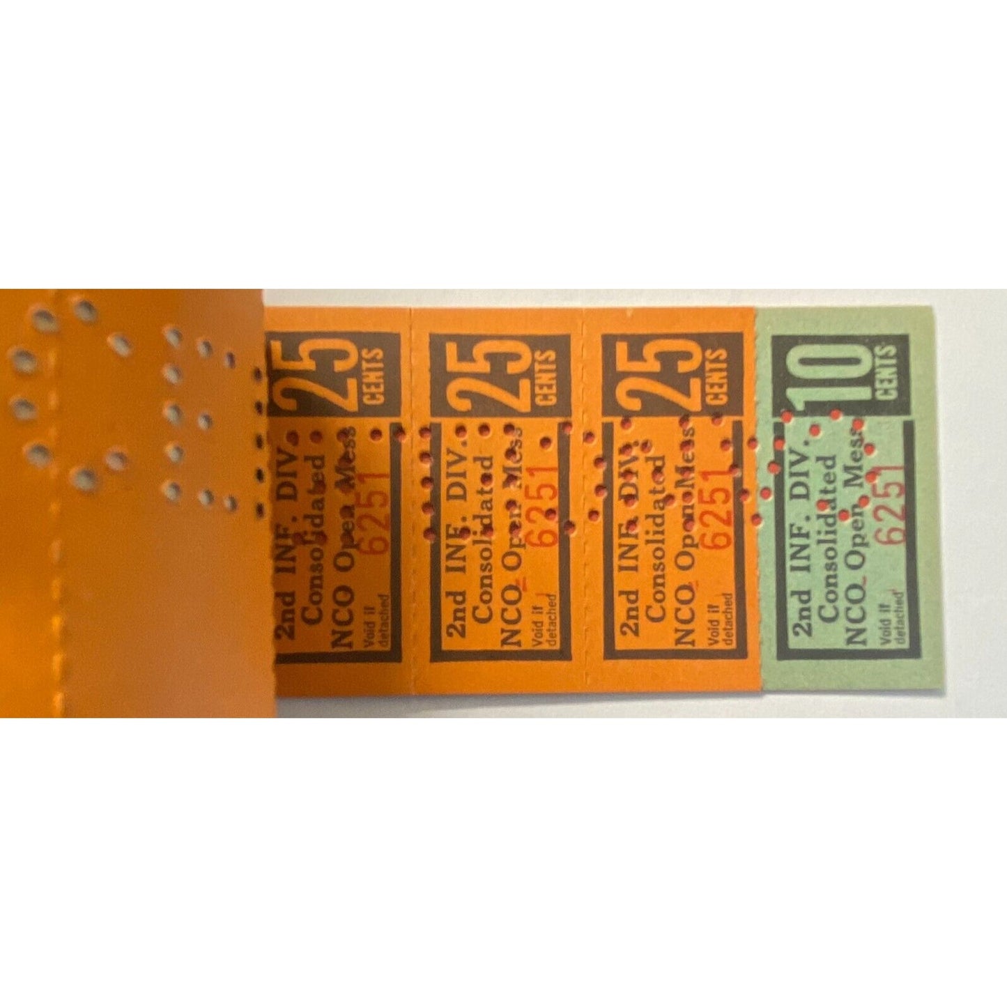 Korea 2nd Inf. Div. Consol' NCO Open Mess Partial $5.00 Coupon Booklet #6251 VGC