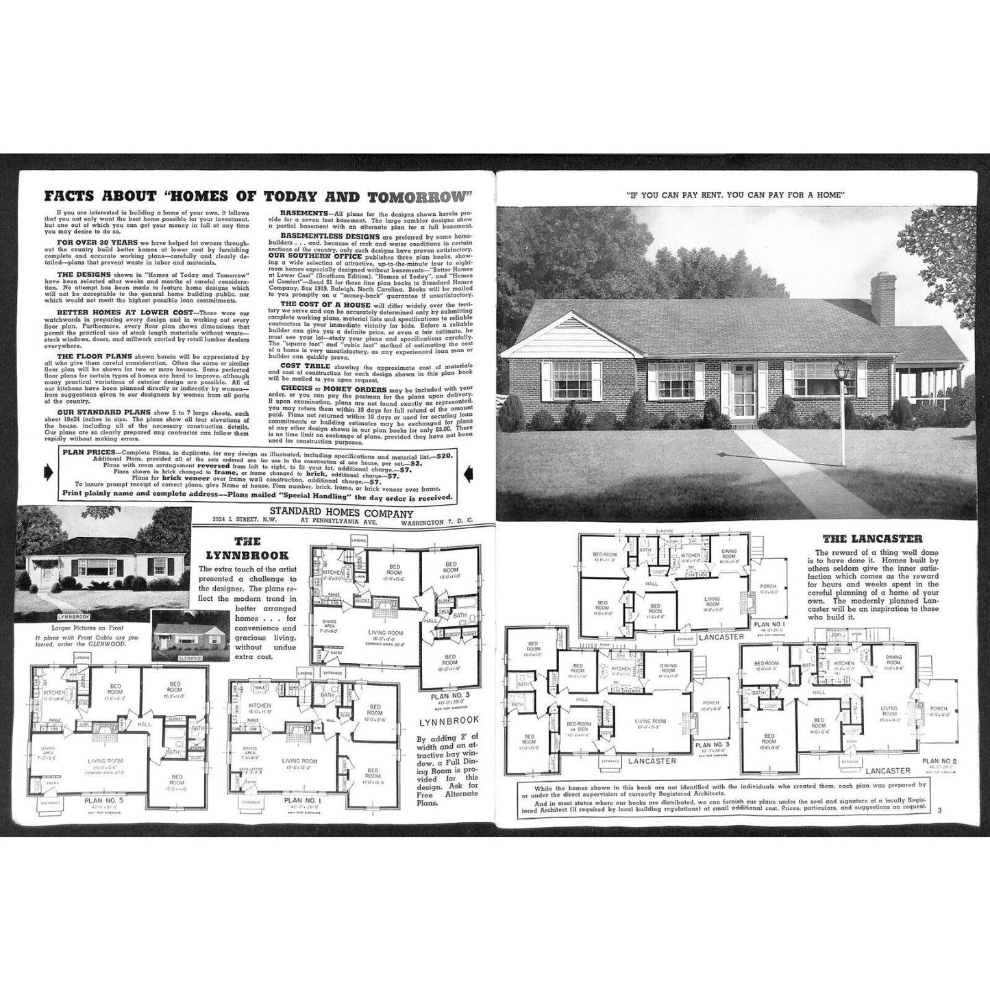 "Homes of Today and Tomorrow" Standard Homes Co. Plans Wash., DC 1955 30pp