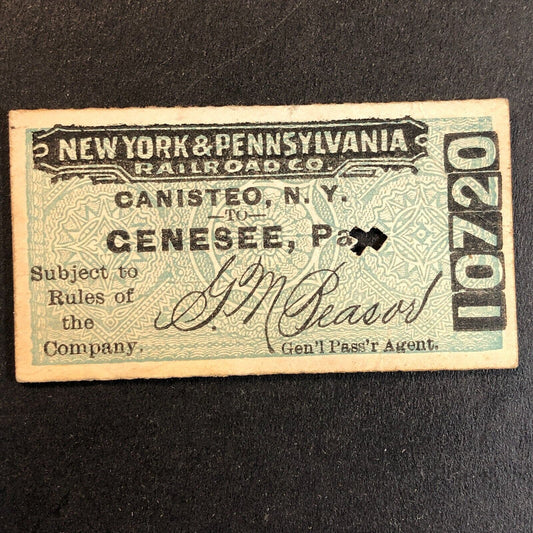New York & Pennsylvania Railroad July 3 1917 Genesee, PA Ticket #10720