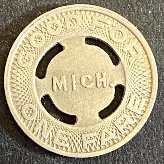 Benton Harbor & St. Joe Mich. G/F One Fare Transit Token 16mm (#5