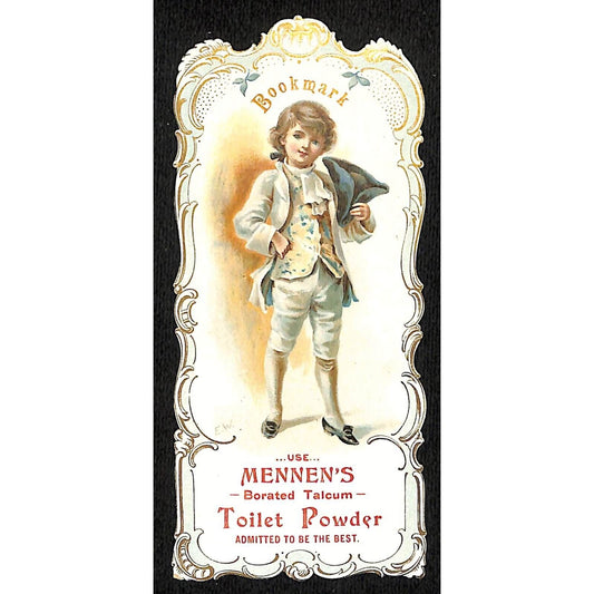 Mennen's Borated Talcum Toilet Powder Victorian Trade Card Bookmark VGC