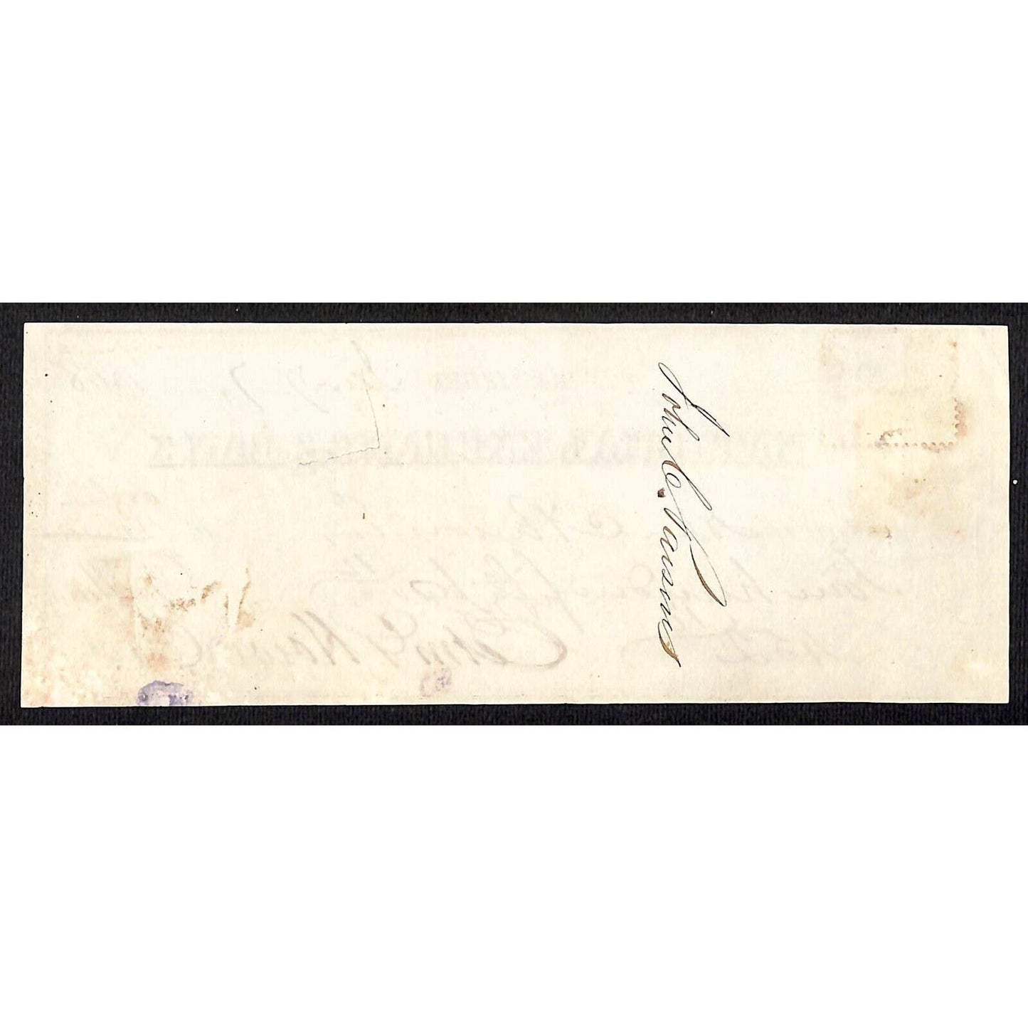National Exchange Bank 1868 Hartford CT John C. Parsons ? Bank Check Tax Stamp