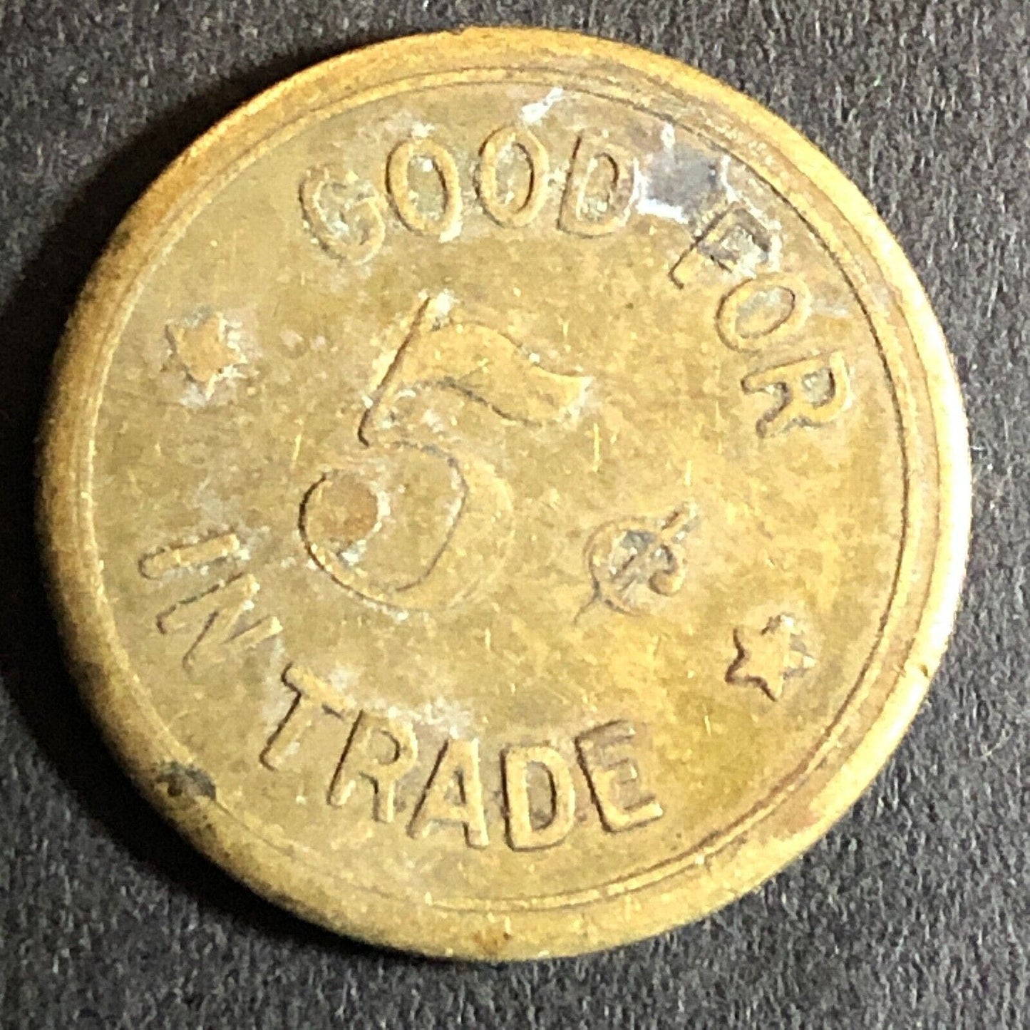 C.S.D. Charles Dunlap Cigars Woodland CA Brass Trade Token G/F 5c c1920's - 21mm