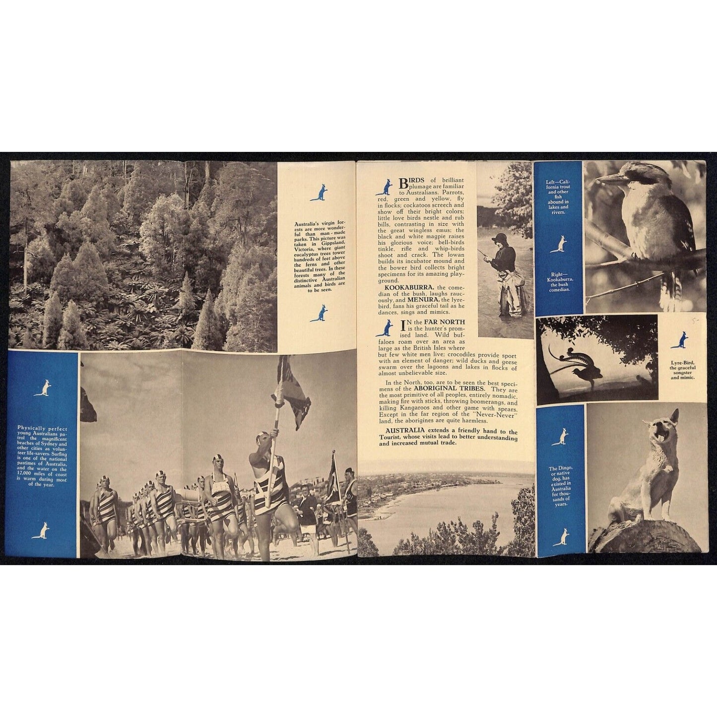1936 "All Change Australia" Pictorial Single Sheet Travel Brochure 9" x 32"