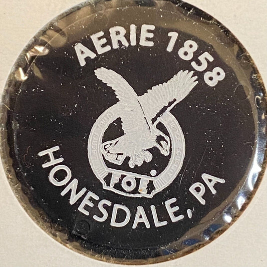 Honesdale, PA F.O.E. #1858 c1970's-80's Plastic "G/F One Drink" Token