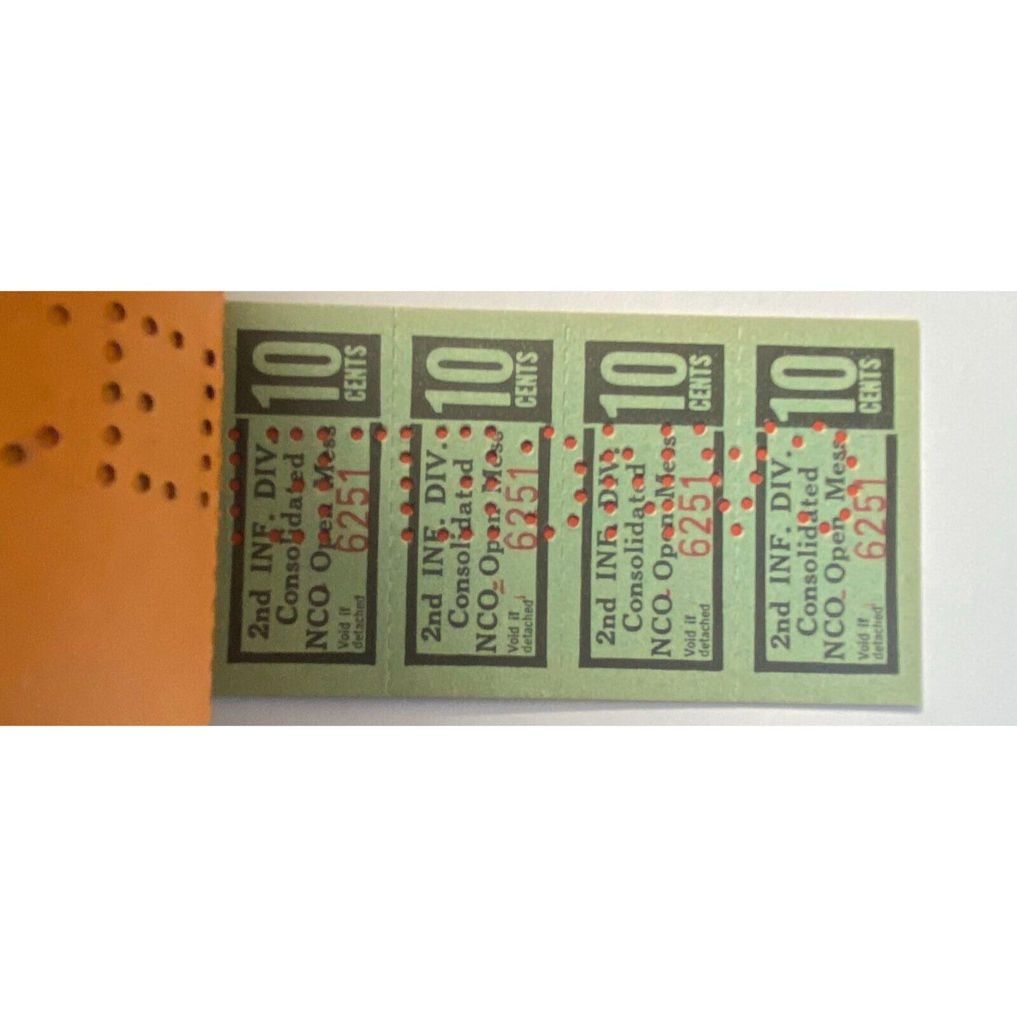 Korea 2nd Inf. Div. Consol' NCO Open Mess Partial $5.00 Coupon Booklet #6251 VGC