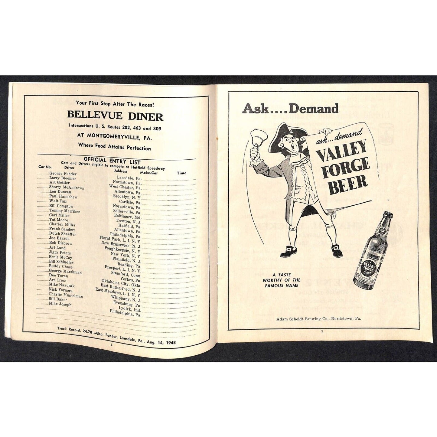Hatfield Speedway 1950 ARDC Auto Racing Program Art Cross Cover 42pp* Scarce