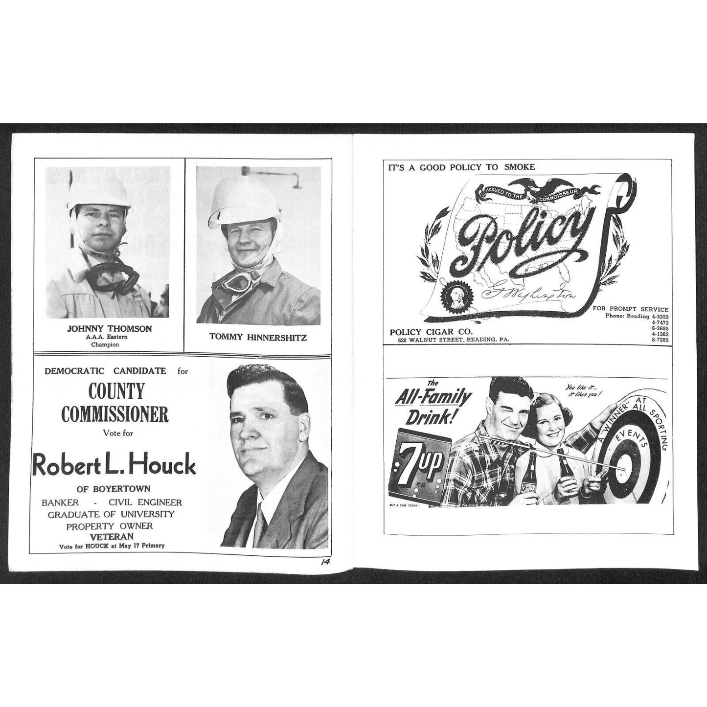 Reading Fairgrounds 1955 Auto Races AAA Racing Program 12pp* VGC Scarce