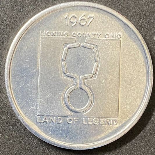 1967 Licking County Ohio "Land of Legend" Vintage Alum. G/F 50¢ Trade Token 31mm