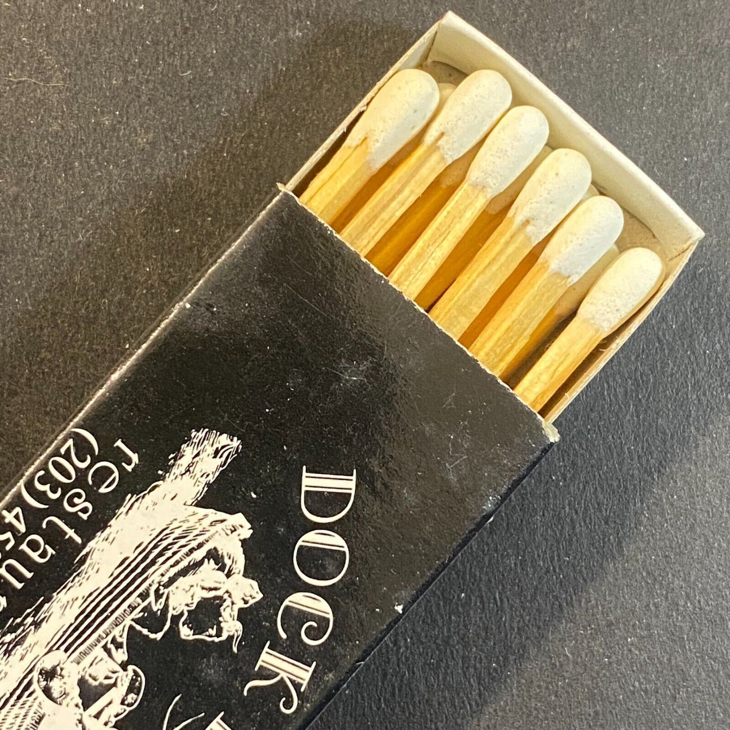 Dock House Restaurant Guilford, CT Cow Lobster Boat Vintage Matchbox Scarce VGC