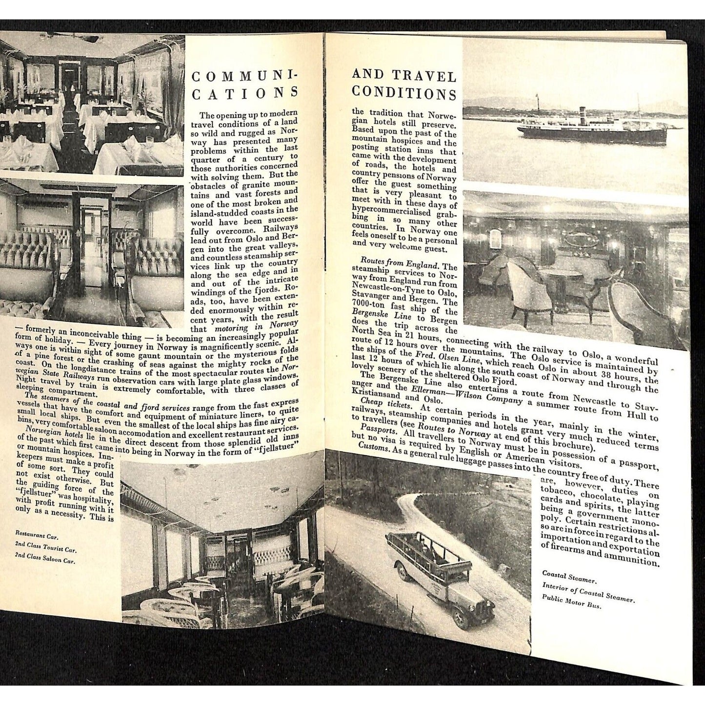 1935 Norway Travel Brochure 24pp w/ 9" x 12" FO Map VGC
