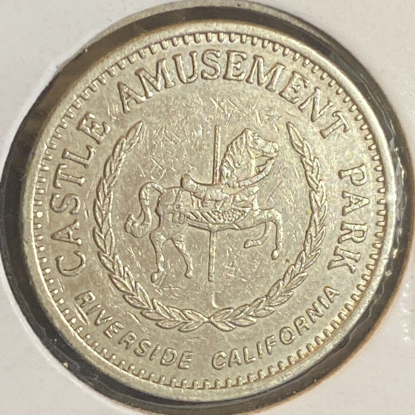 Castle Amusement Park Riverside, CA Good Luck Token WM 1994 23mm w/ Eagle