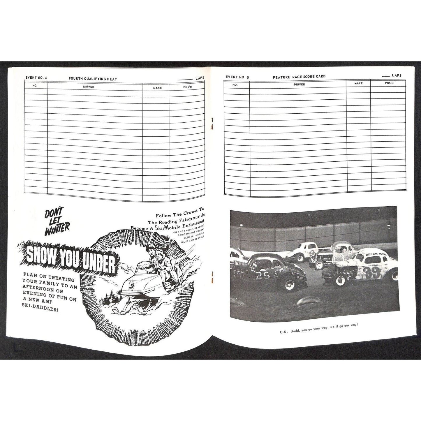 Reading Fairgrounds 1968 RSCA Auto Races Program Stock Car Columbus Day 12pp*