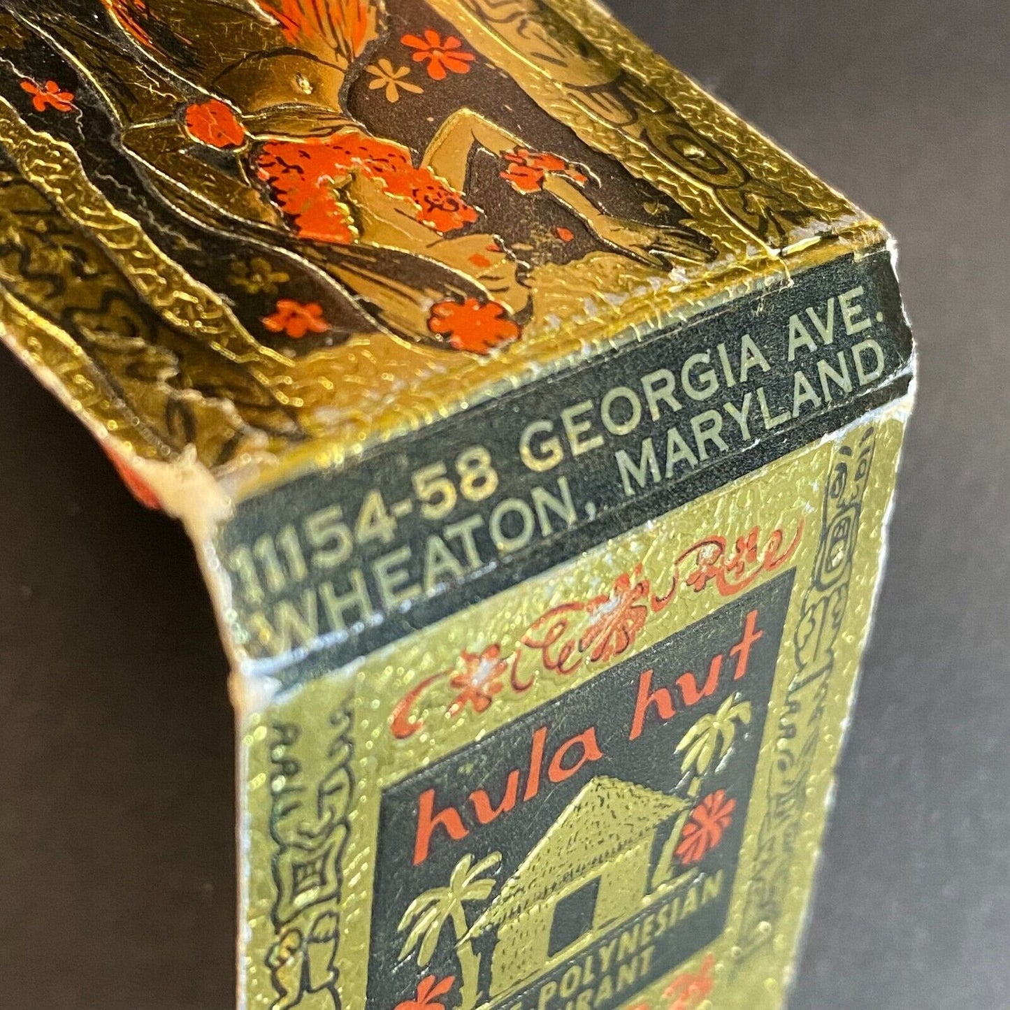 Hula Hut Chinese Polynesian Restaurant Wheaton, MD Matchbook c1973 Scarce