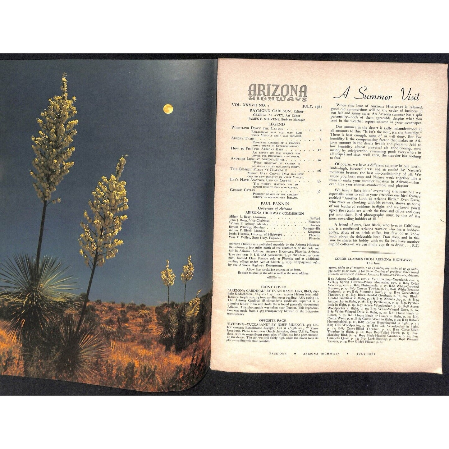 Arizona Highways Magazine July 1961 Birds Issue 40pp VGC