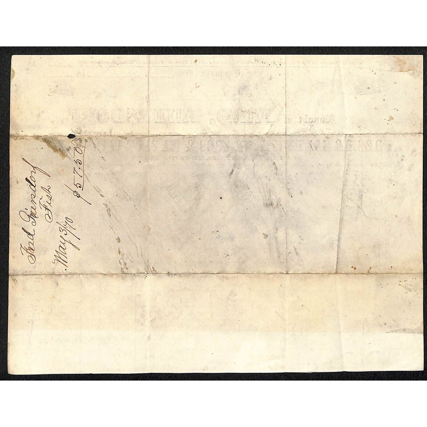 Fred Geiersdorf Fresh and Salt Fish, Grapes 1870 Sandusky, OH Billhead Scarce