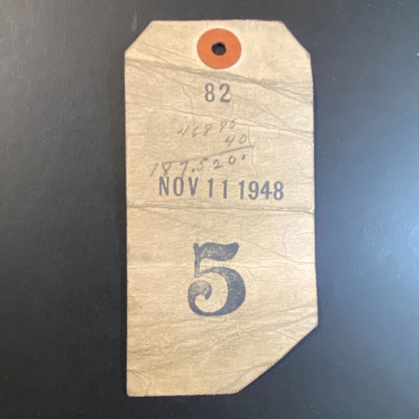 November 11, 1948 Auto Racing Related Pit Pass? #5 - Well Worn