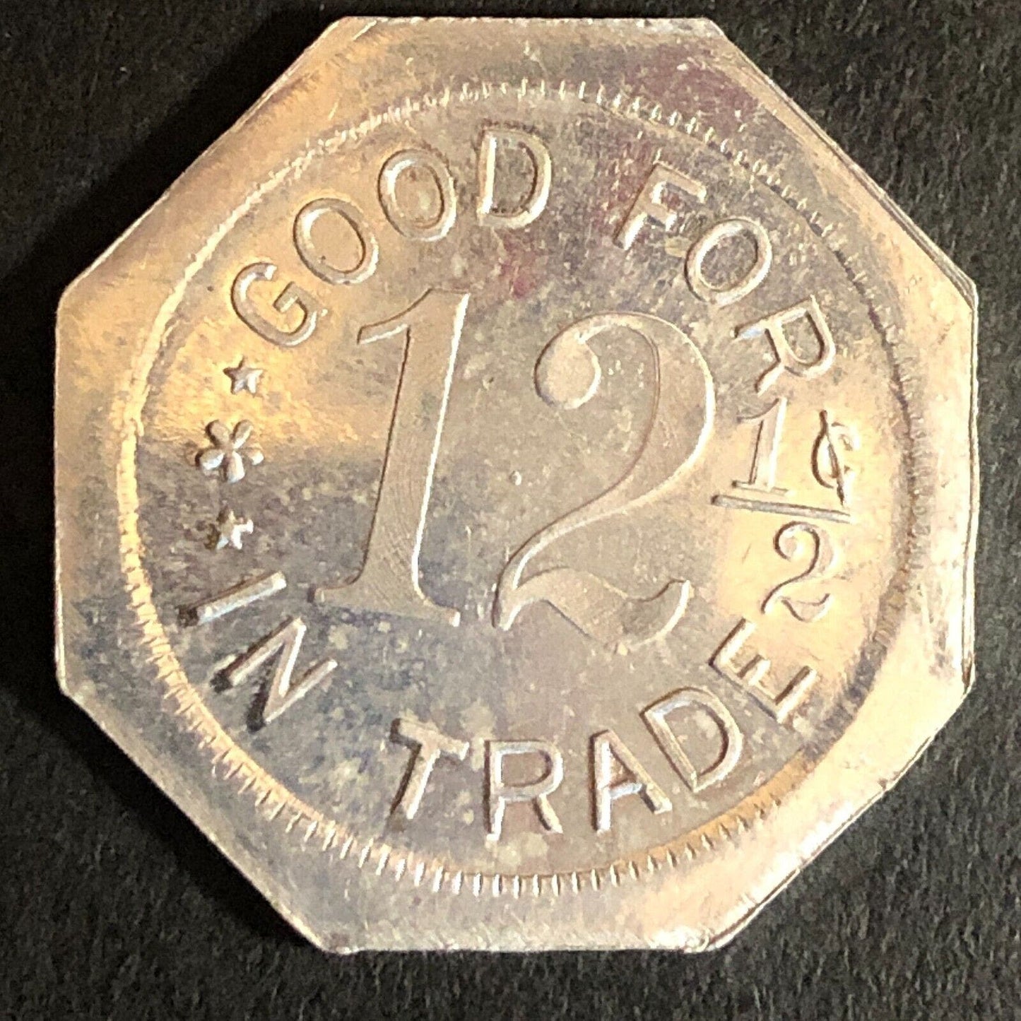Duncan and Denman Livermore CA Cigars? Trade Token Alum G/F 12 1/2¢ 25mm VGC