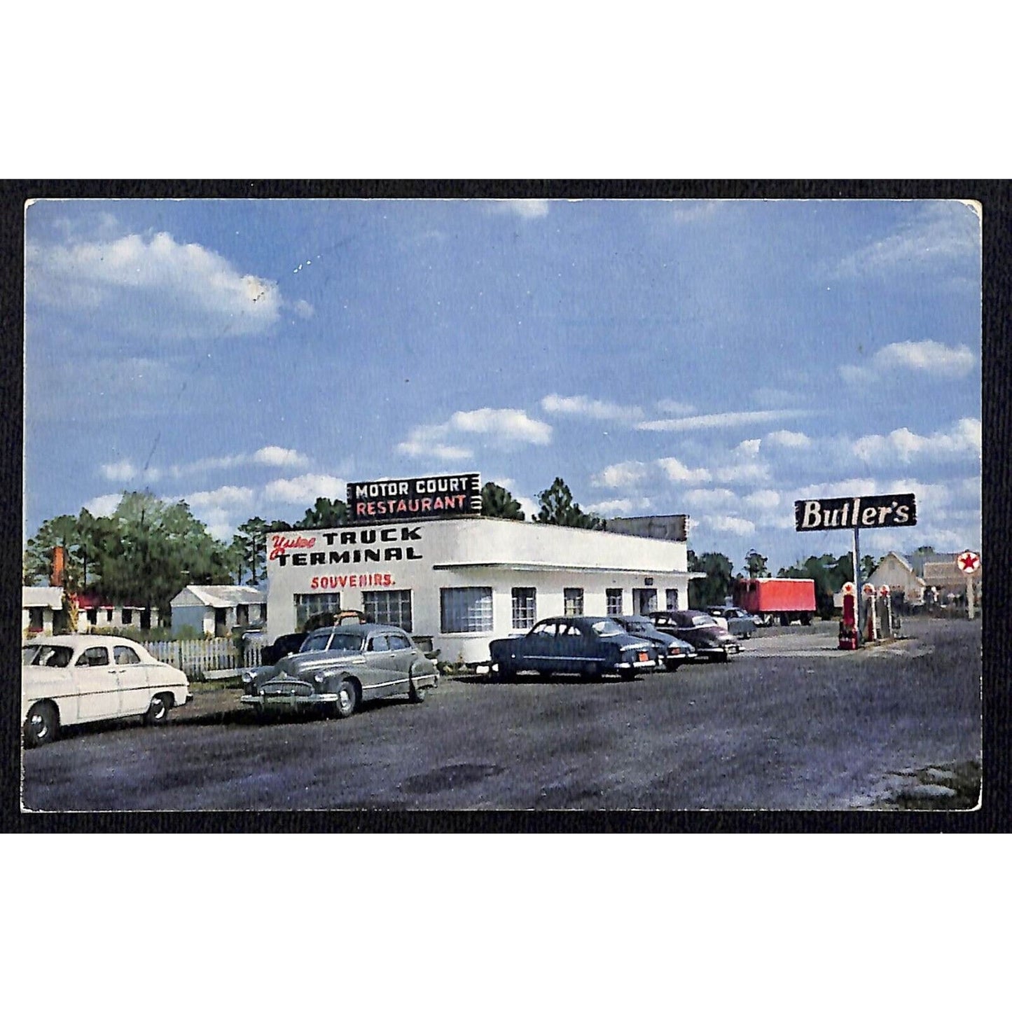 Butler's Motor Court Restaurant Texaco Yulee, Fl Postcard 1940's
